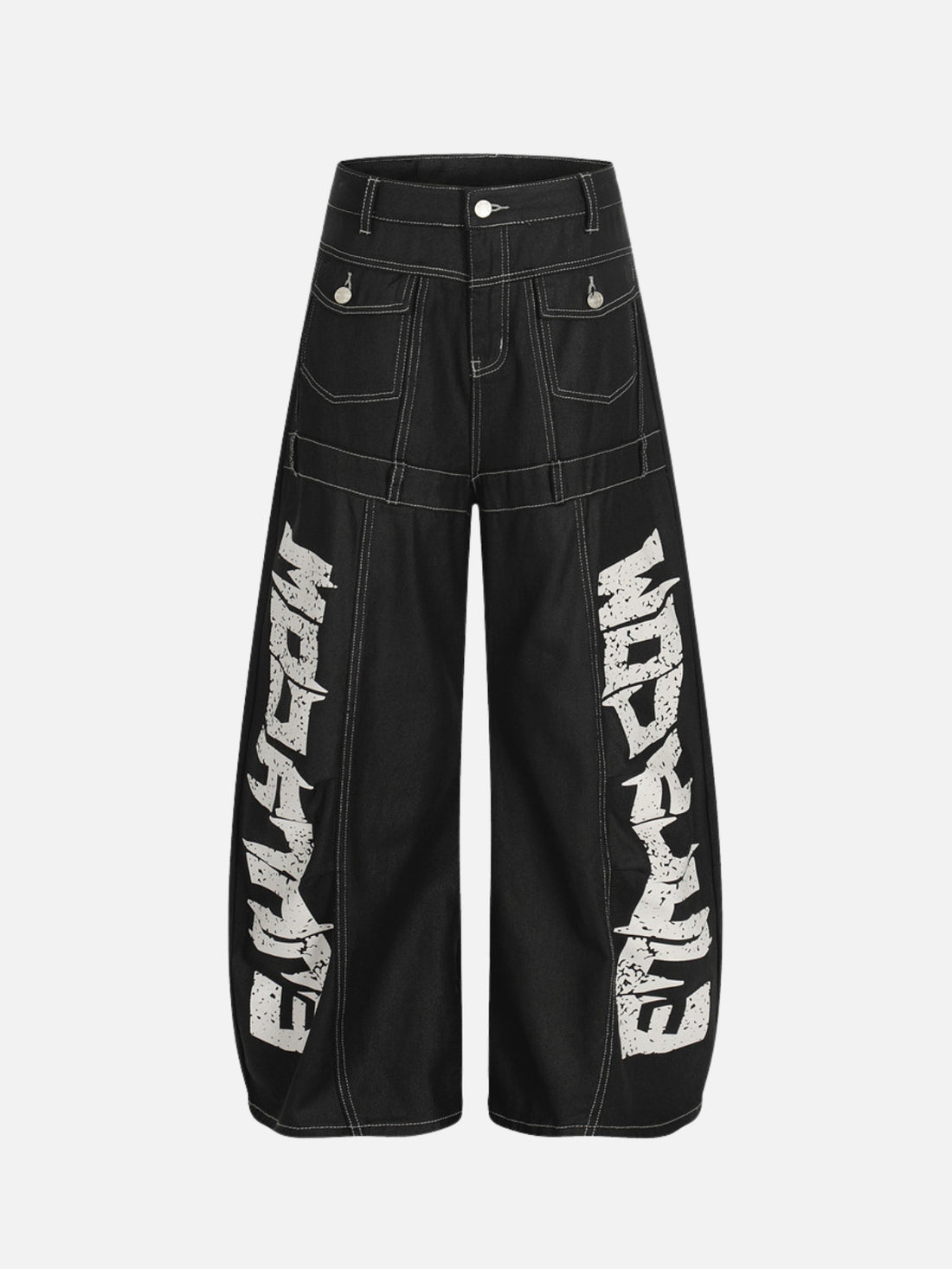 METALLY - Baggy Graphic Jeans Black | Teenwear.eu