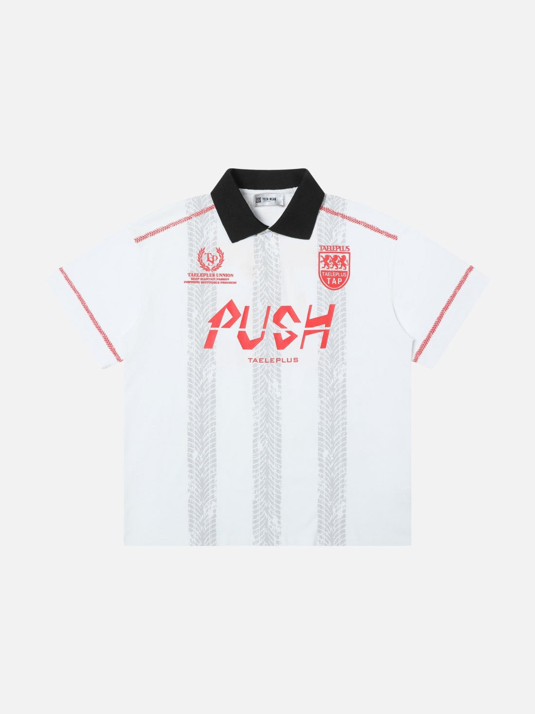 PUSH - Oversized Graphic Polo T-Shirt Blue | Teenwear.eu