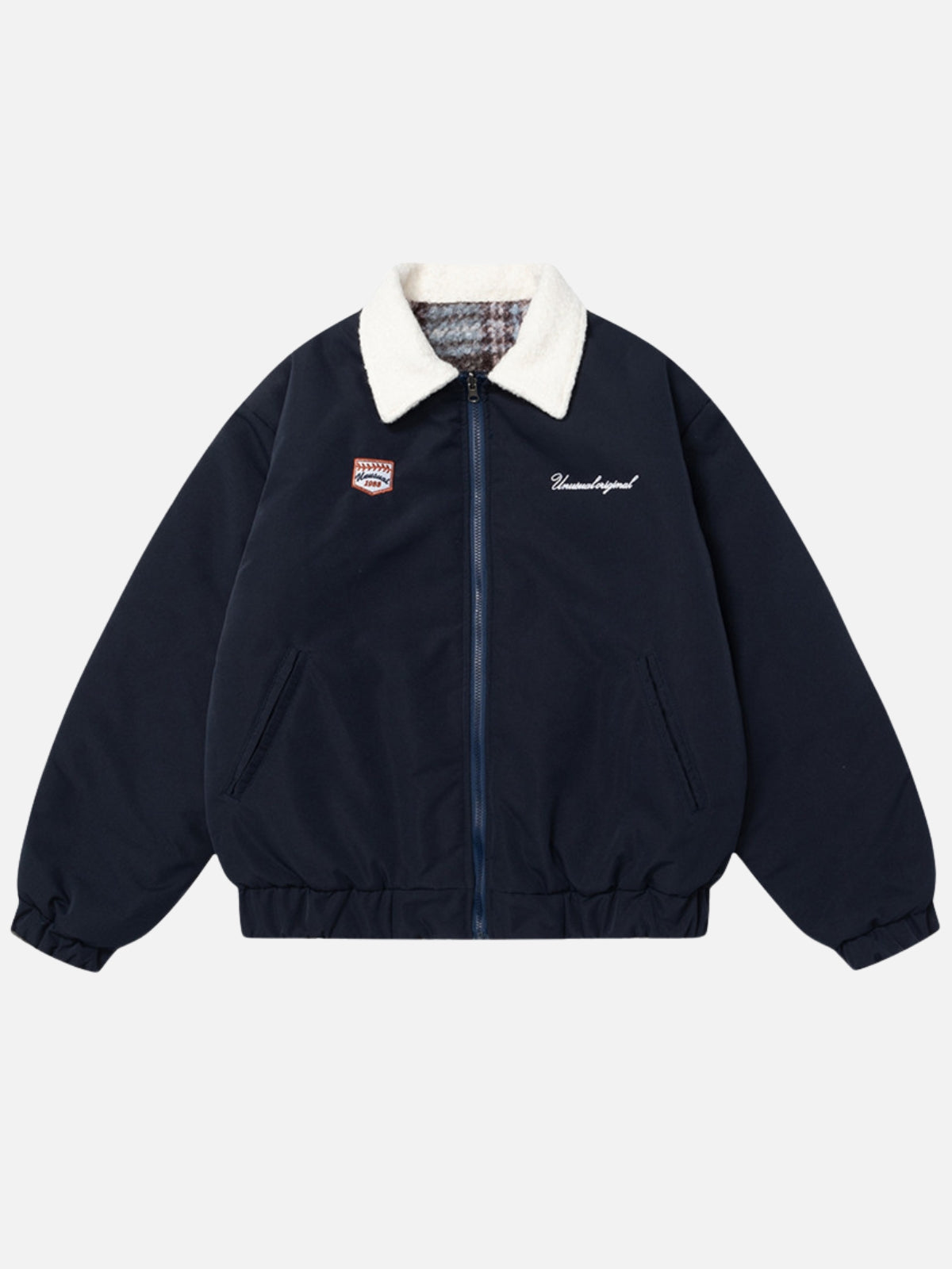 CREAMY - Sherpa Oversized Embroidered Jacket Blue | Teenwear.eu