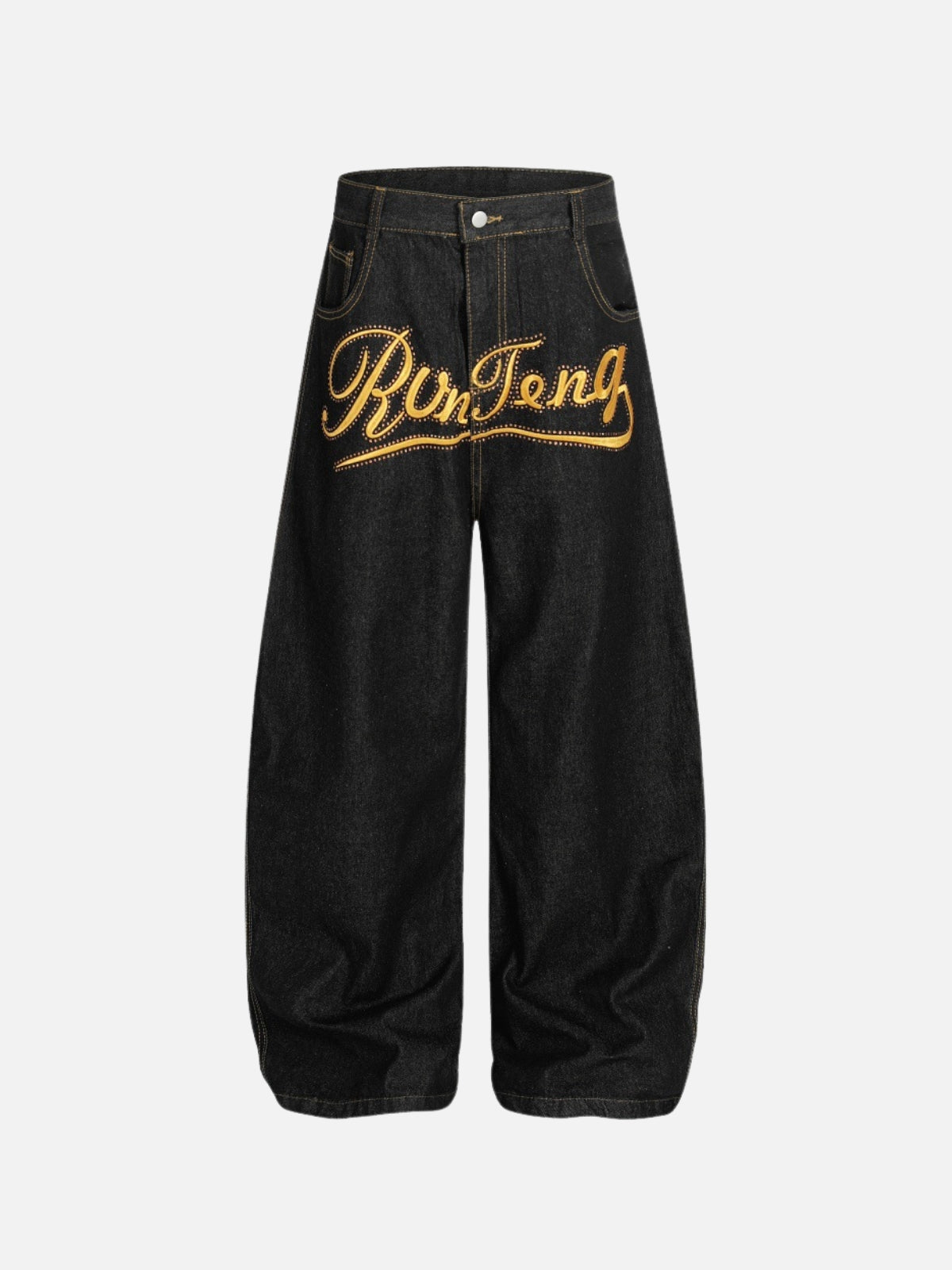 GLO-UP - Baggy Graphic Jeans Black | Teenwear.eu