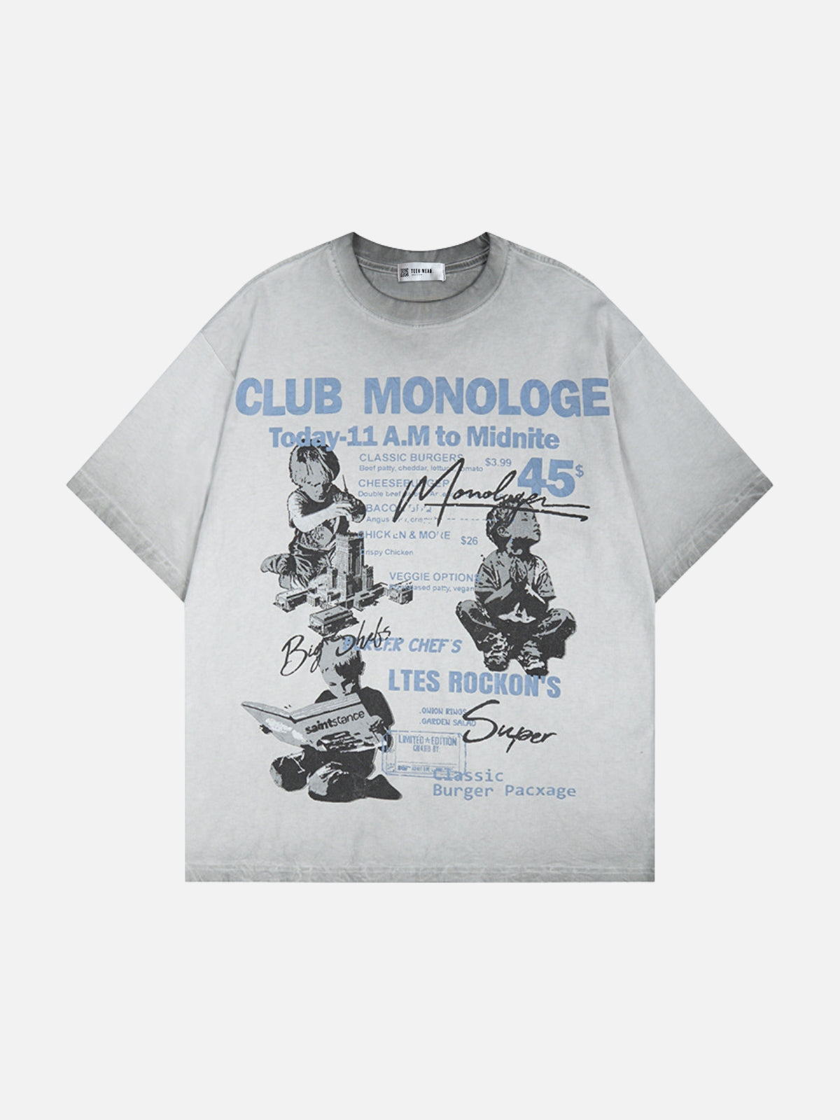 SAINTY - Oversized Graphic T-Shirt Grey | Teenwear.eu