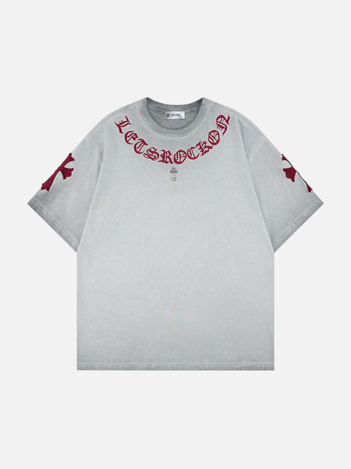 GOTHICX - Oversized Embroidered T-Shirt Grey | Teenwear.eu