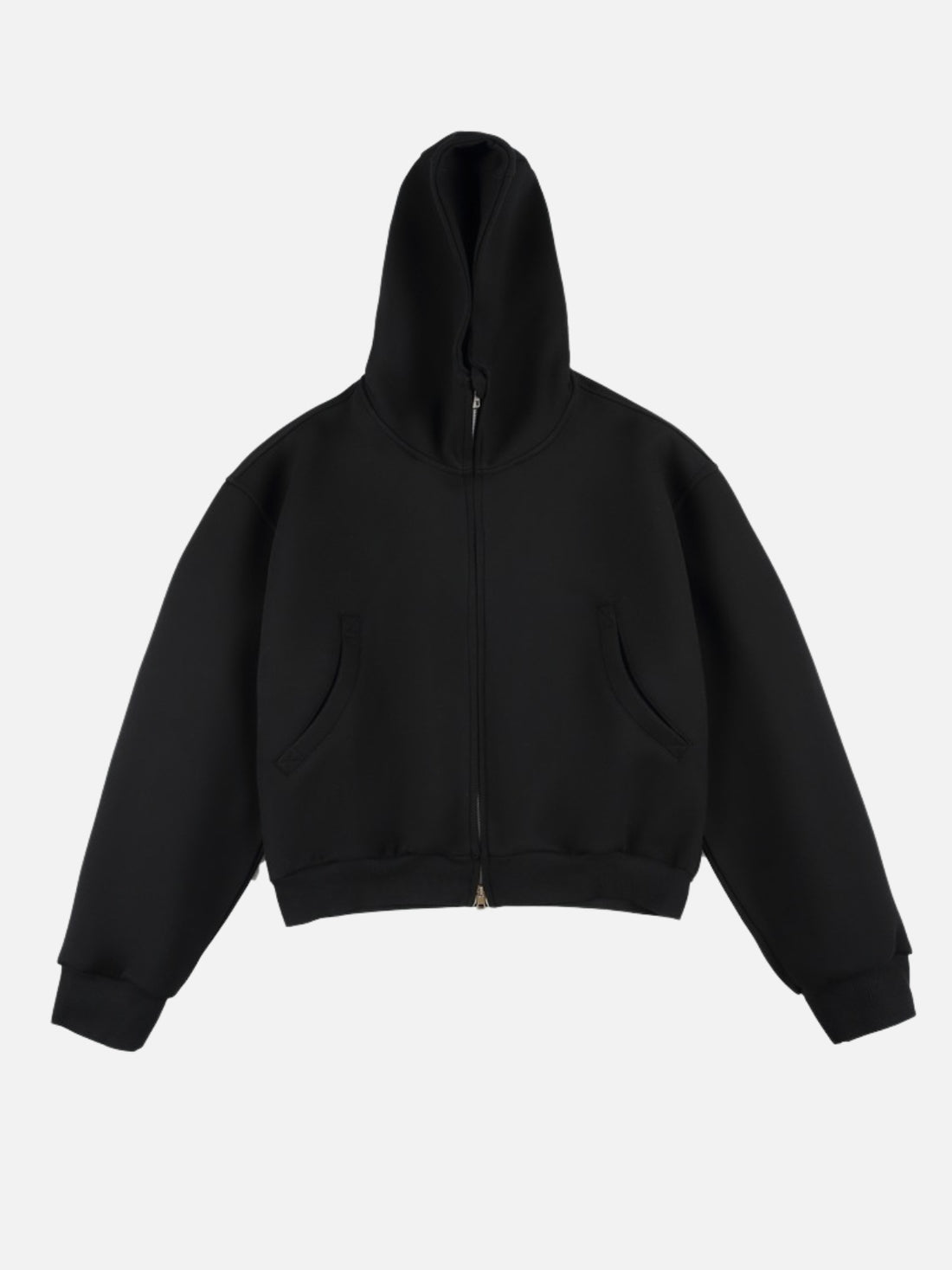 ZIP MASTER - Oversized Cropped Basic Zip Up Hoodie Grey | Teenwear.eu