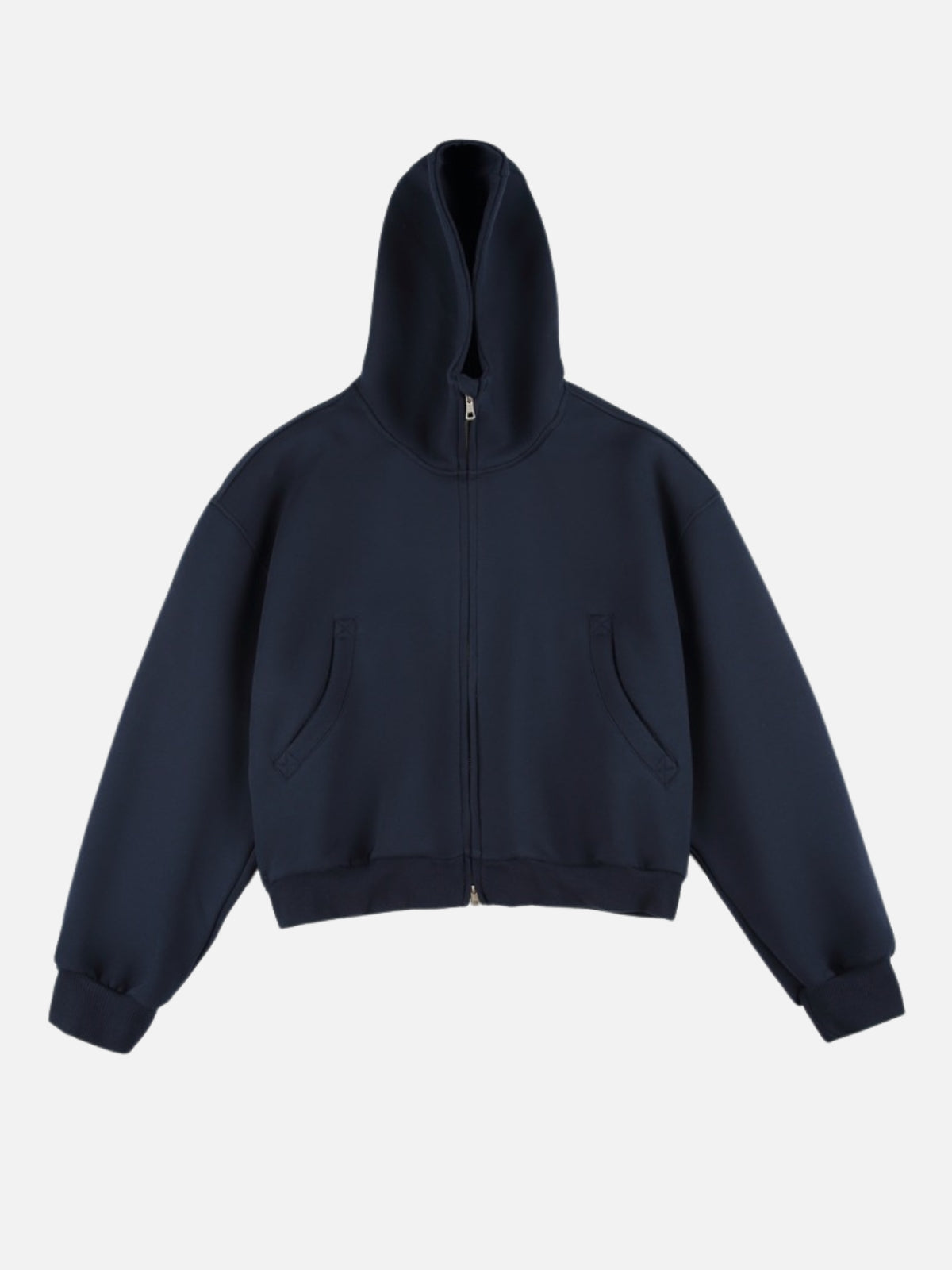 ZIP MASTER - Oversized Cropped Basic Zip Up Hoodie Blue | Teenwear.eu