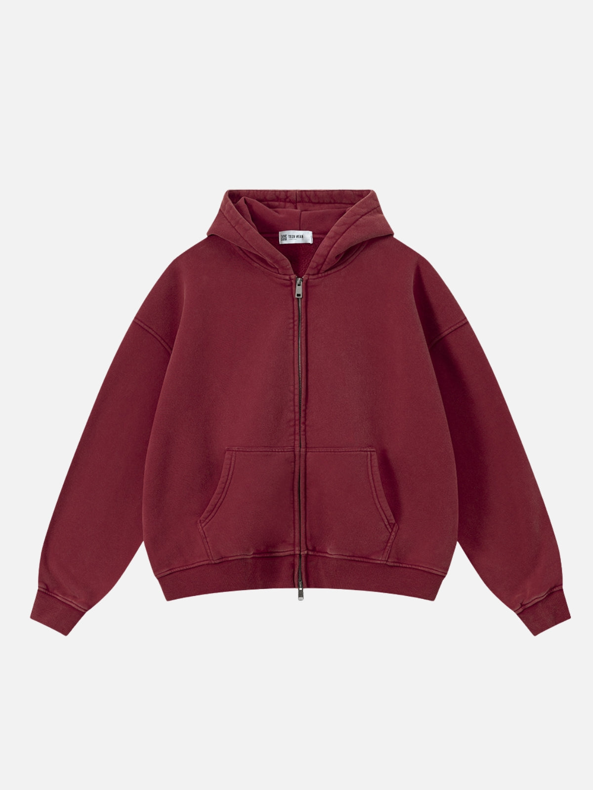 BASICOS - Oversized Basic Premium Zip Up Hoodie Red | Teenwear.eu