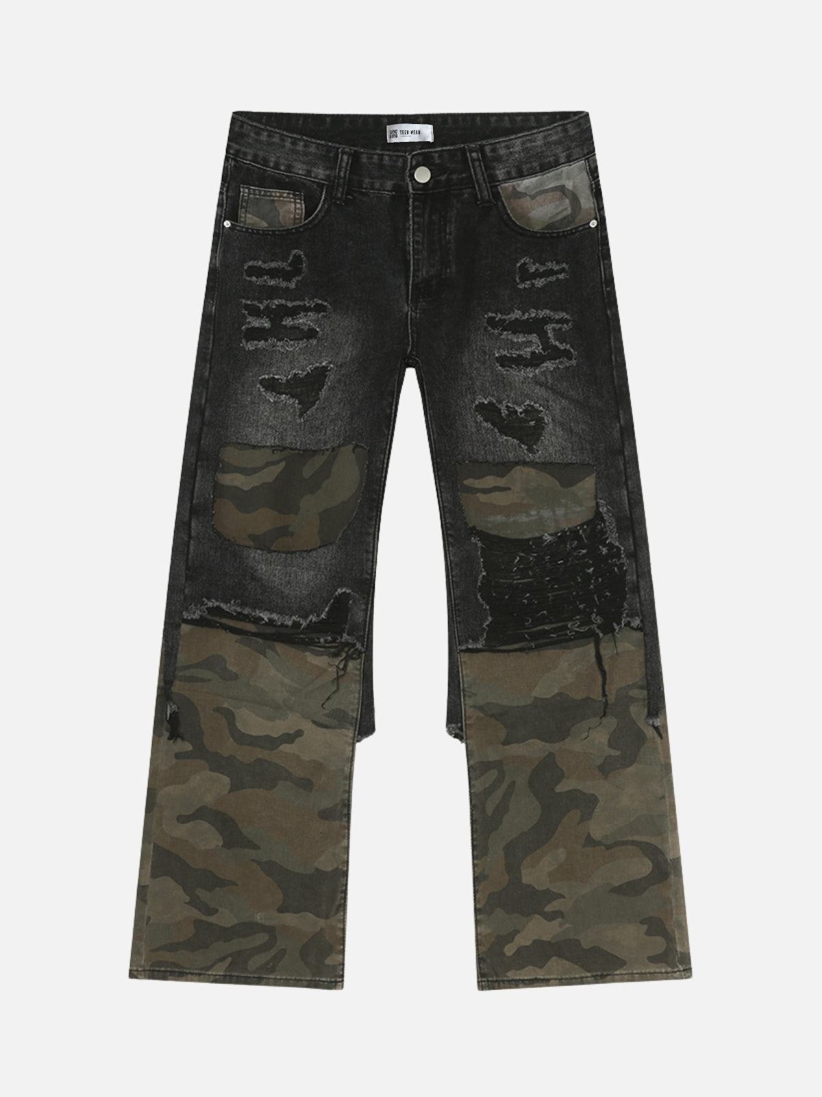 CAMOMIX - Ripped Basic Camo Jeans Black | Teenwear.eu