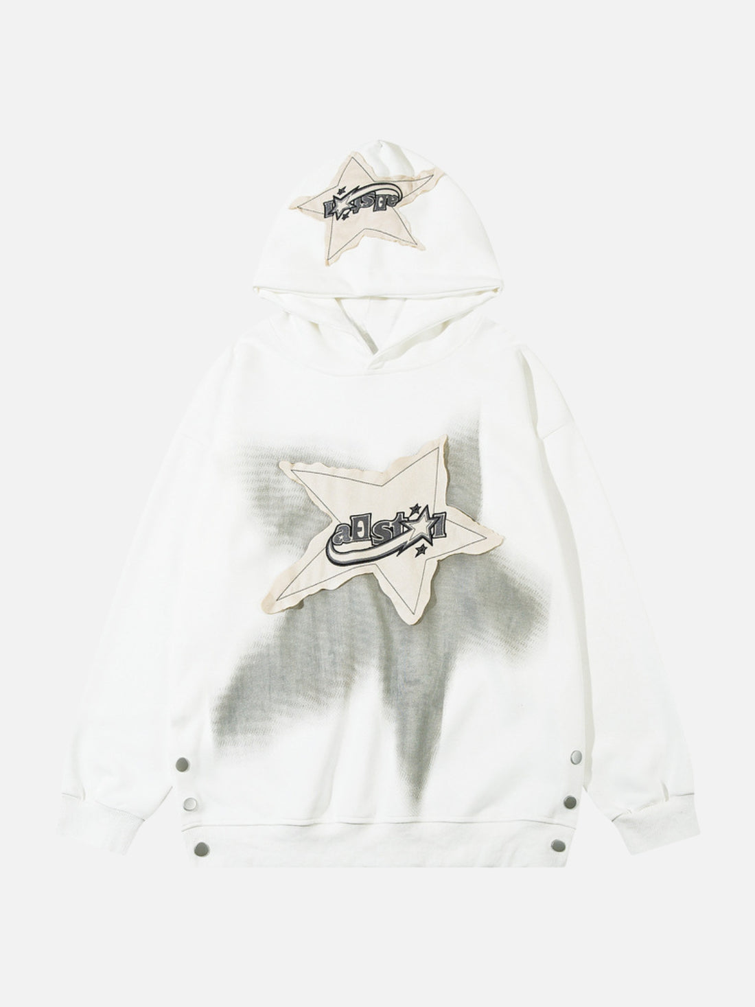 STAR PATCH - Oversized Embroidered Hoodie Black | Teenwear.eu