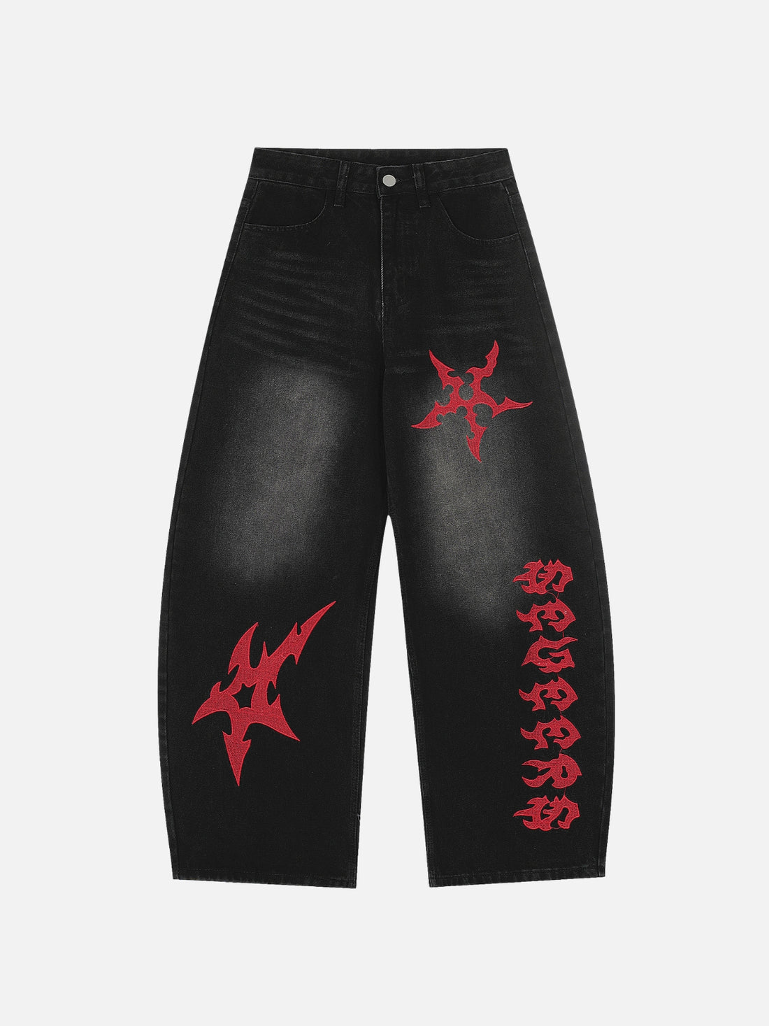 SPINNER - Baggy Embroidered Graphic Jeans Blue | Teenwear.eu
