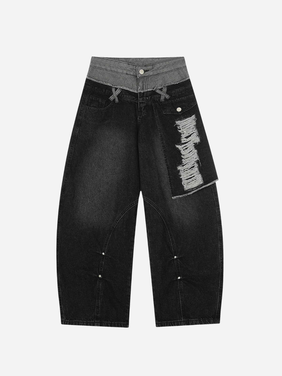 GRUNTRA – Baggy Basic Patchwork Jeans Black | Teenwear.eu