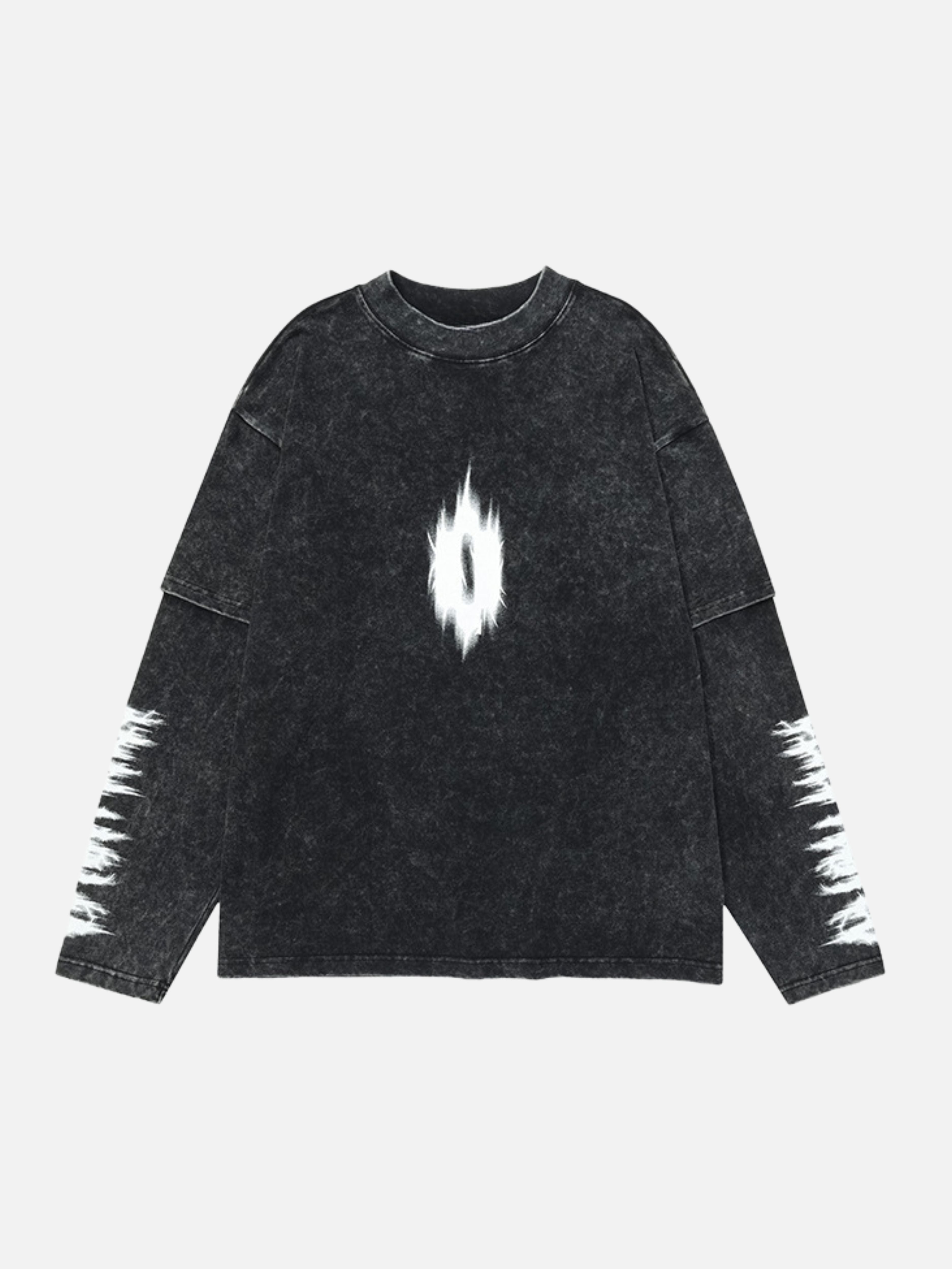 KINDO - Oversized Print Long Sleeved T-Shirt Washed Black | Teenwear.eu