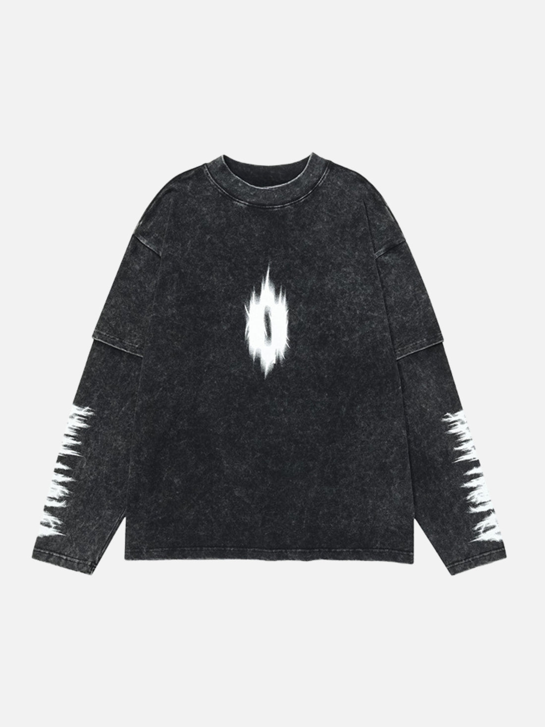 KINDO - Oversized Print Long Sleeved T-Shirt Washed Black | Teenwear.eu