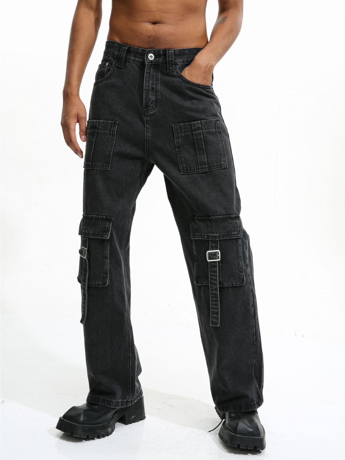 STICH - Multi-pocket Baggy Basic Jeans | Teenwear.eu