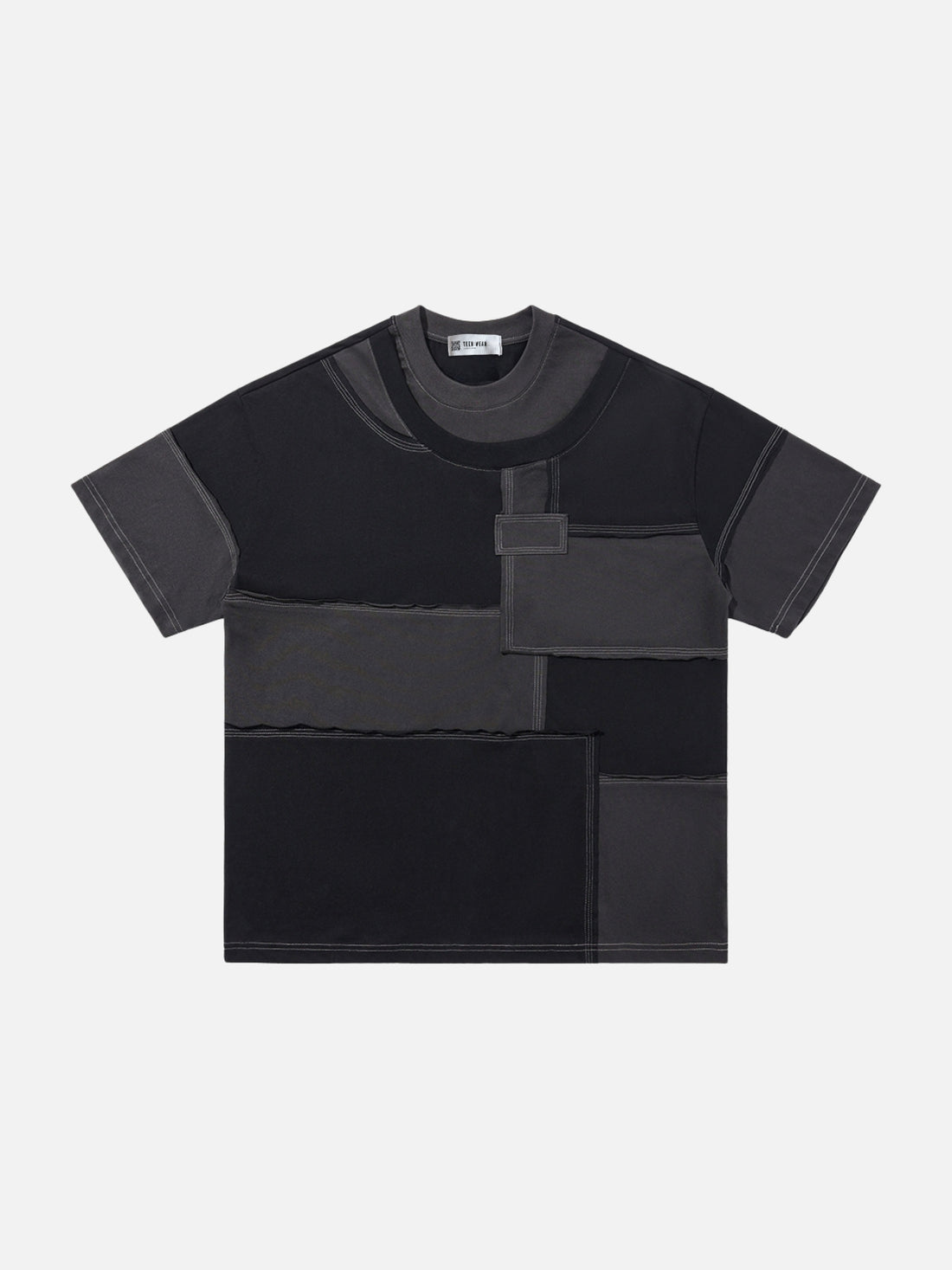 CUBES - Oversized Embroidered Layered T-Shirt Black | Teenwear.eu