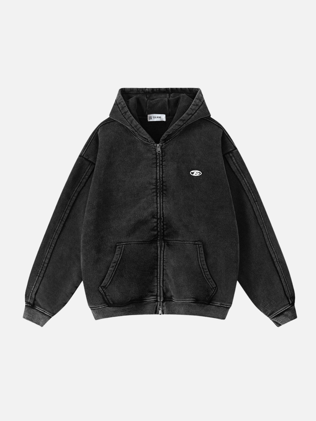 LOGOS - Oversized Embroidered Zip Up Hoodie Grey | Teenwear.eu
