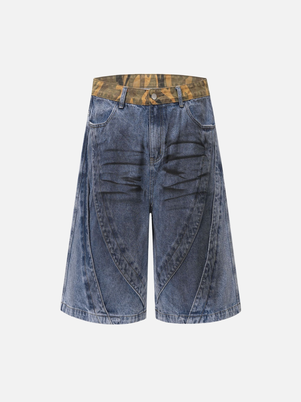 GEPARDY - Baggy Denim Embroidered Jorts Dark Blue | Teenwear.eu