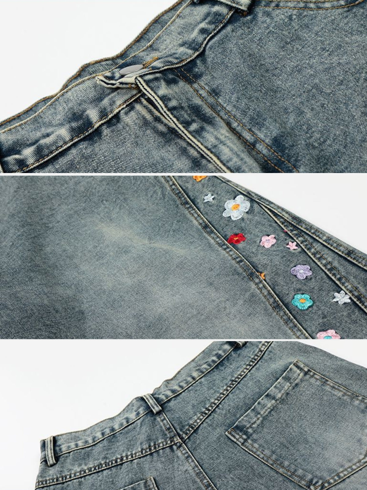 FLOWERY - Baggy Denim Graphic Jorts | Teenwear.eu