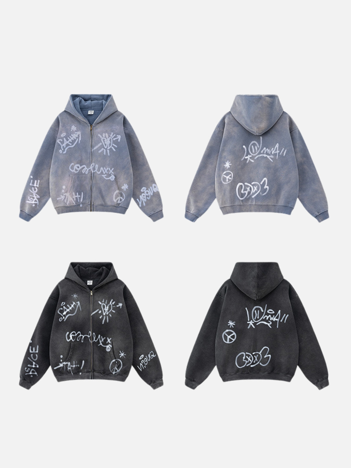 SYMBOLIKA - Oversized Print Zip Up Hoodie | Teenwear.eu