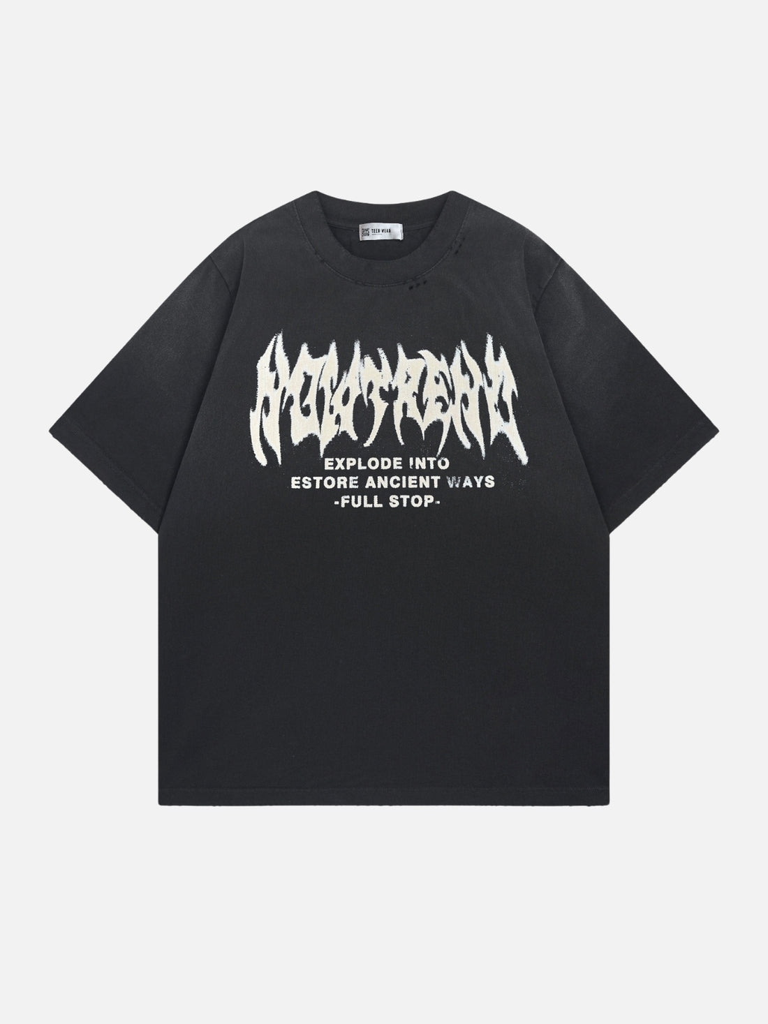 ESTORE - Oversized Print T-shirt Beige | Teenwear.eu