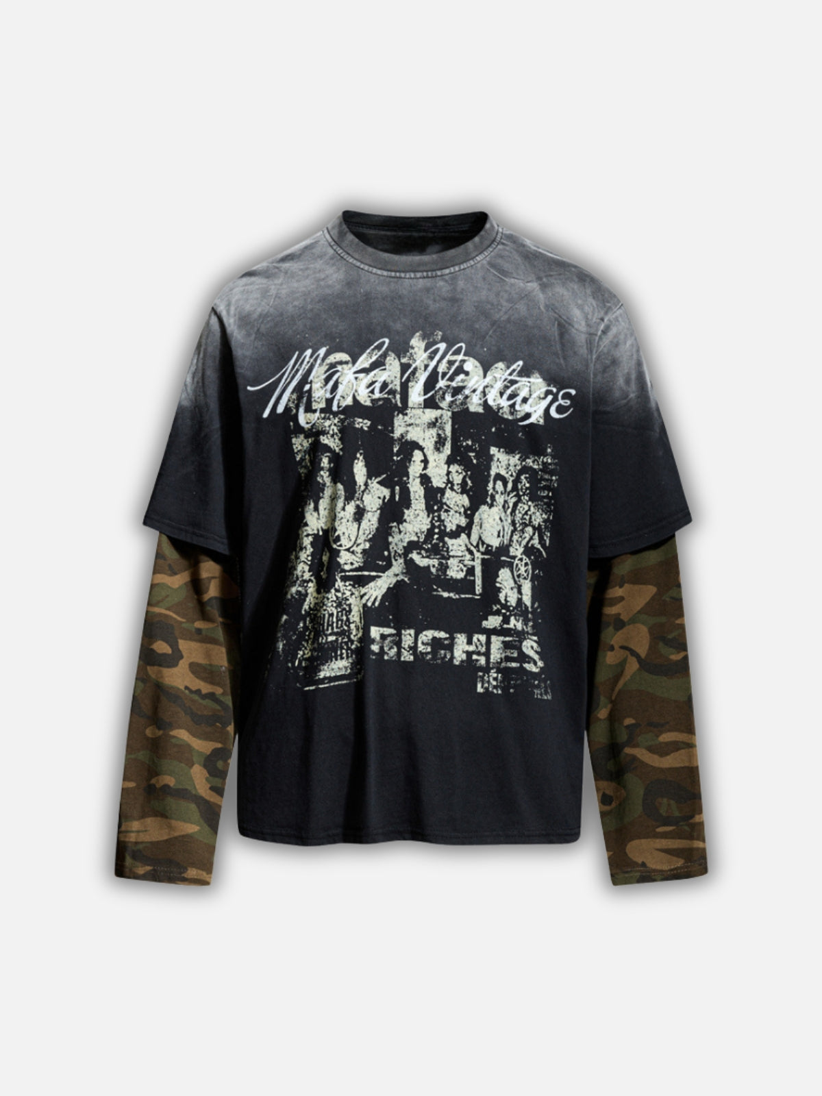 RUCHES - Long Sleeve Camo Graphic T-Shirt