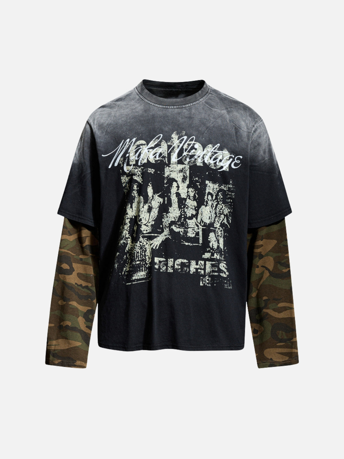 RUCHES - Ruched Camo Graphic Long Sleeve Black | Teenwear.eu