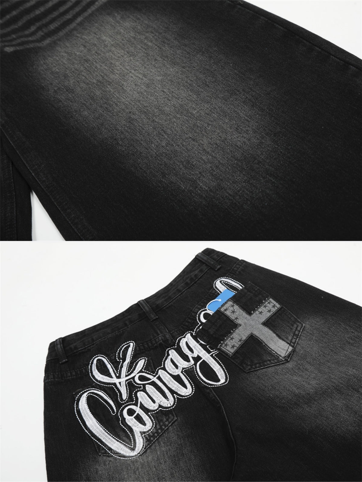 LOWVAGE - Baggy Embroidered Jeans | Teenwear.eu