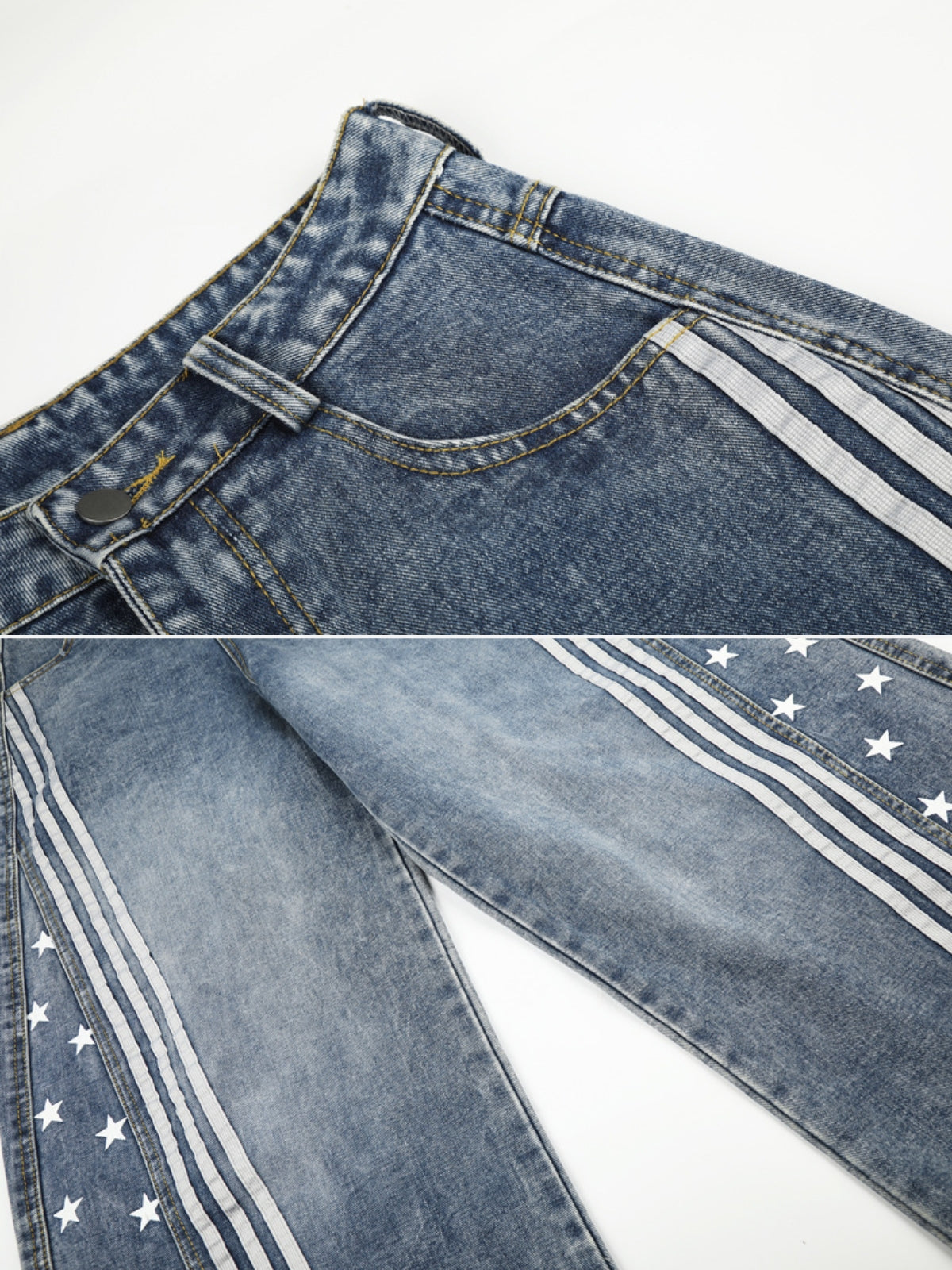 STARNIES - Embroidered Star Patch Baggy Jeans