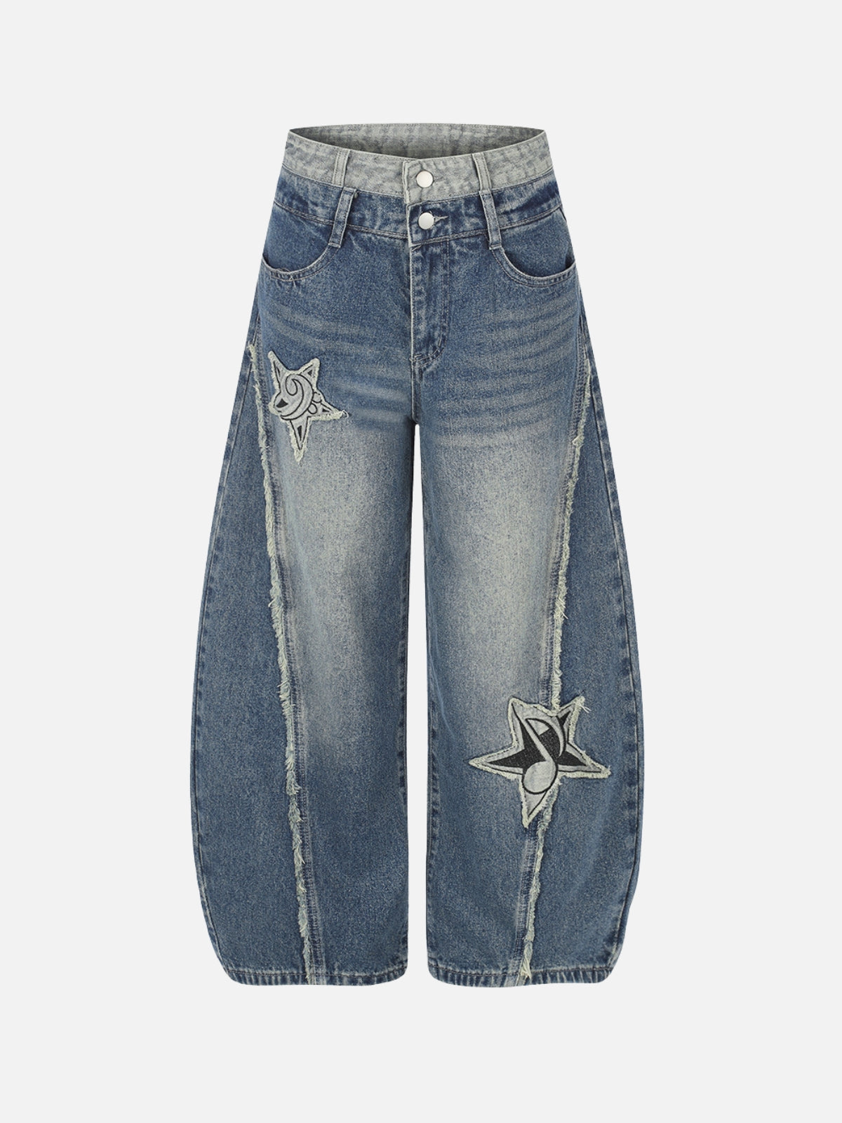 STARBEAT - Distressed Star Patch Baggy Jeans