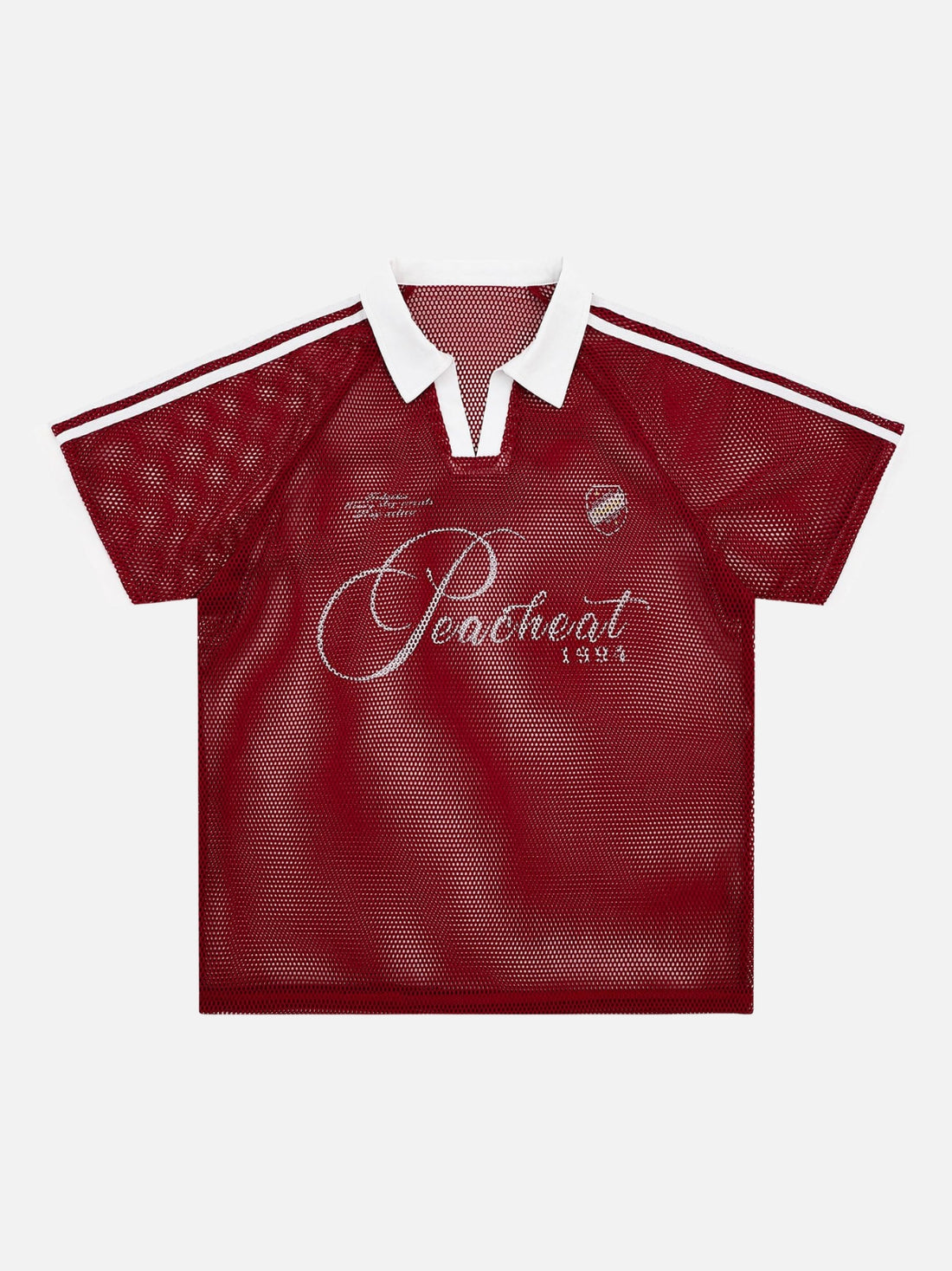 PEACHEAT - Oversized Graphic Polo Jersey Shirt White | Teenwear.eu