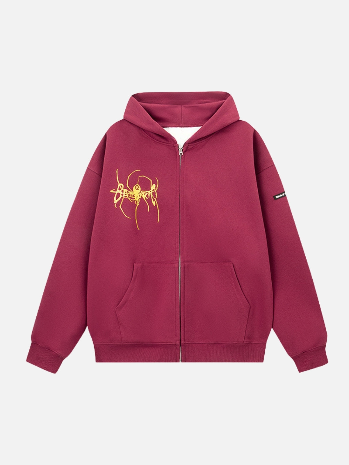 SPIDECHAIN - Oversized Print Zip Up Hoodie Red | Teenwear.eu
