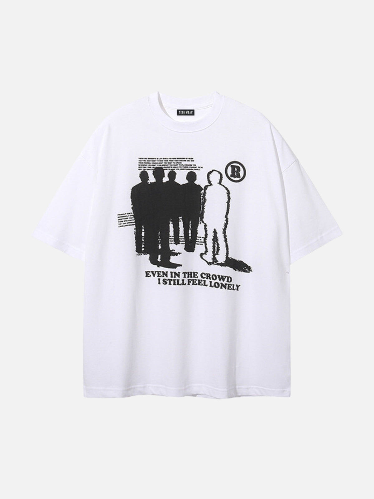 CROWD - Oversized Print T-Shirt White | Teenwear.eu