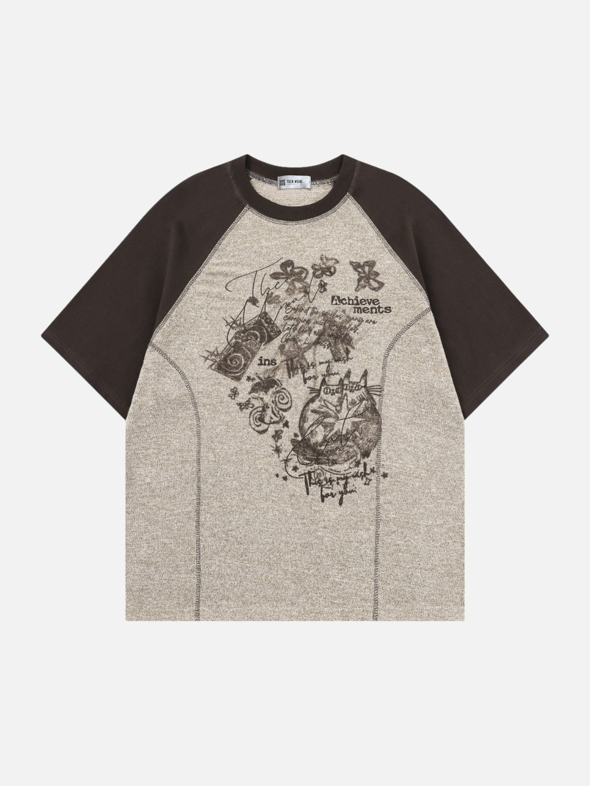 ACHIEVE - Oversized Graphic T-Shirt Brown | Teenwear.eu