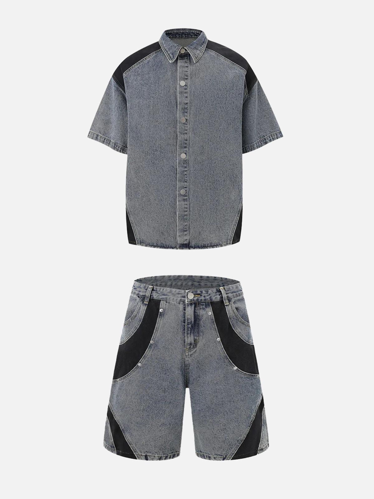 CORTEX – Baggy Embroidered Shorts Blue Full Set | Teenwear.eu