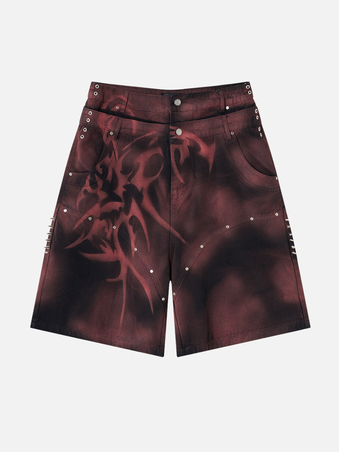 GRAFFE - Baggy Graphic Denim Premium Shorts Red | Teenwear.eu