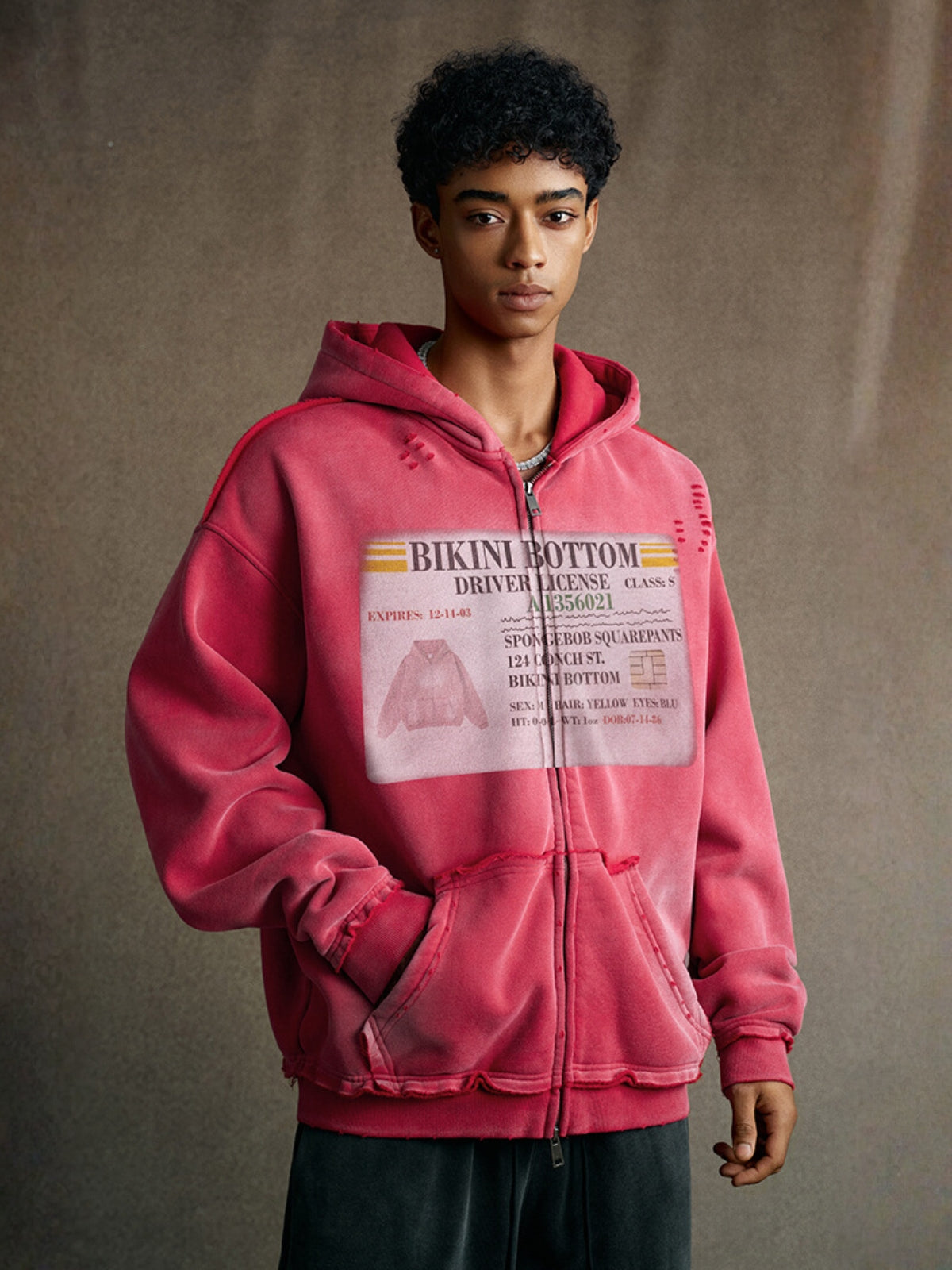LICENSE - Oversized Print Zip Up Hoodie | Teenwear.eu