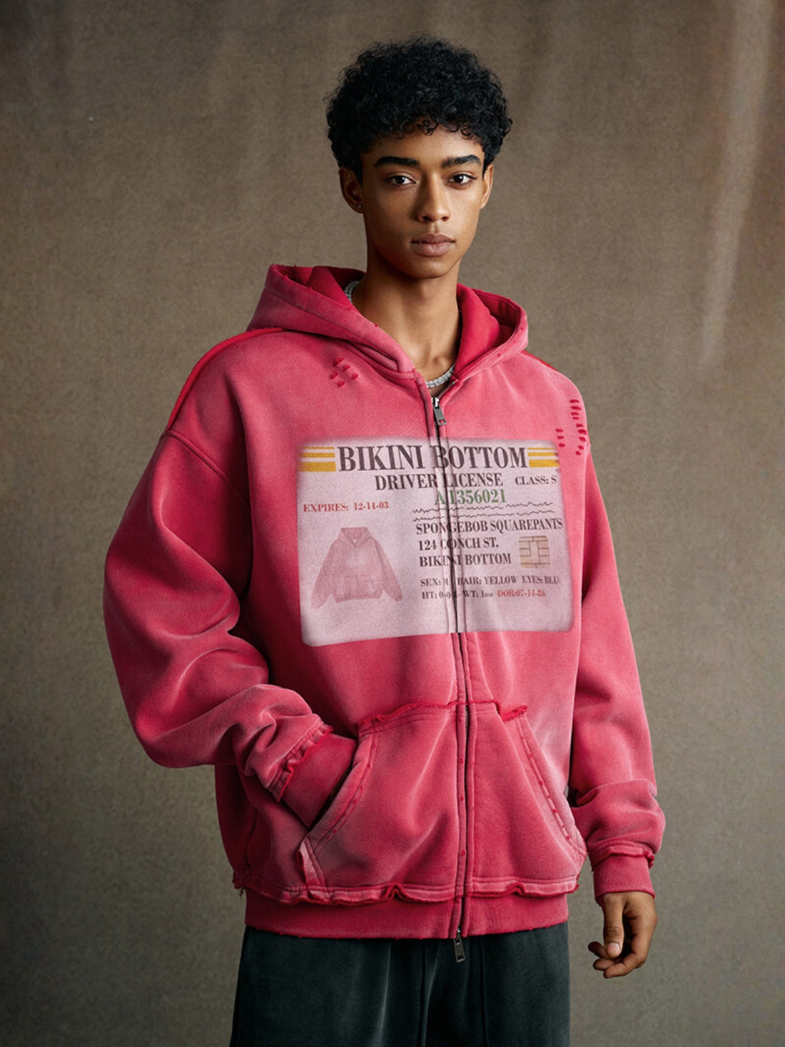 LICENSE - Oversized Print Zip Up Hoodie | Teenwear.eu