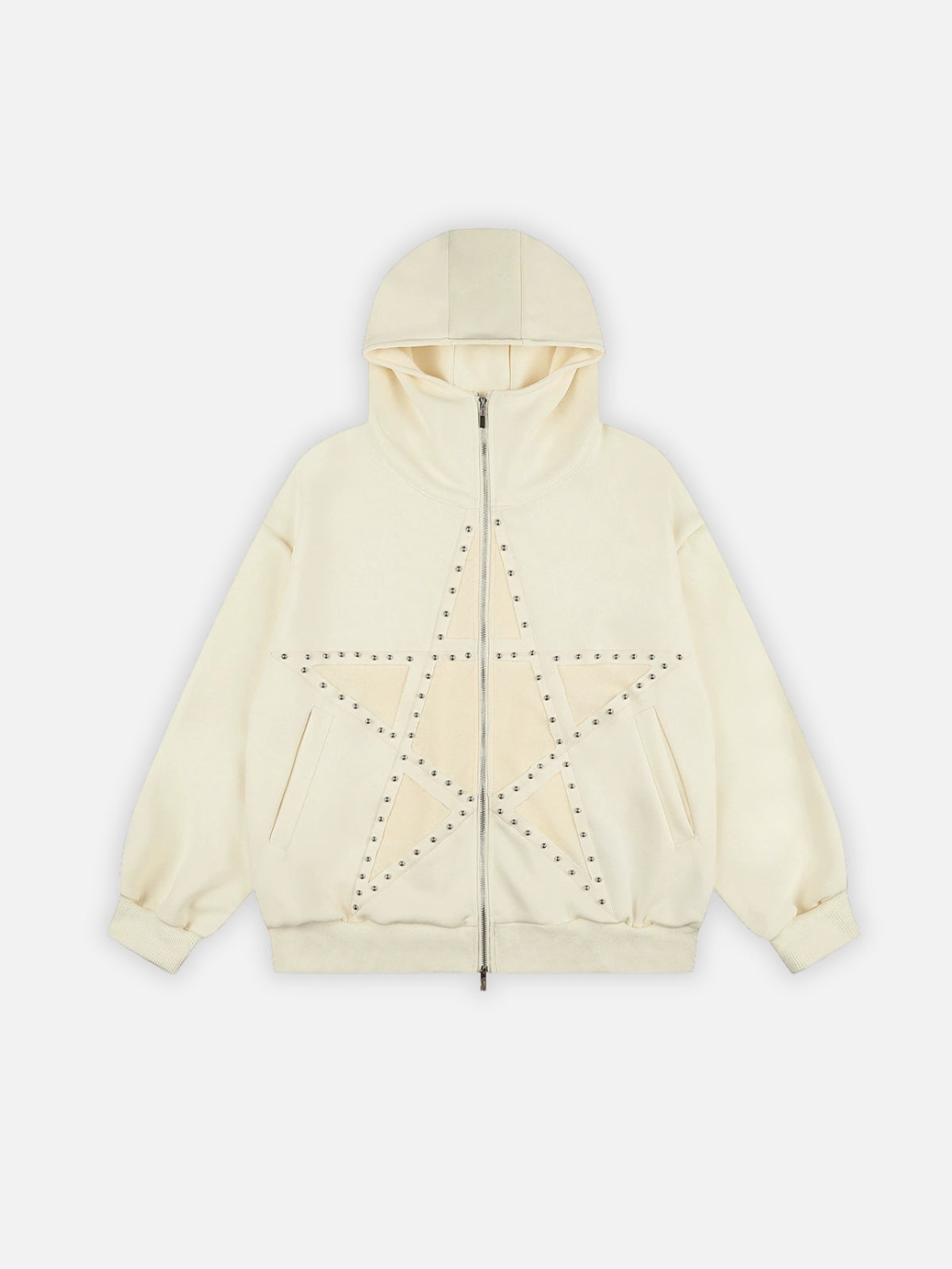 STARAM - Oversized Graphic Zip Up Hoodie Beige | Teenwear.eu