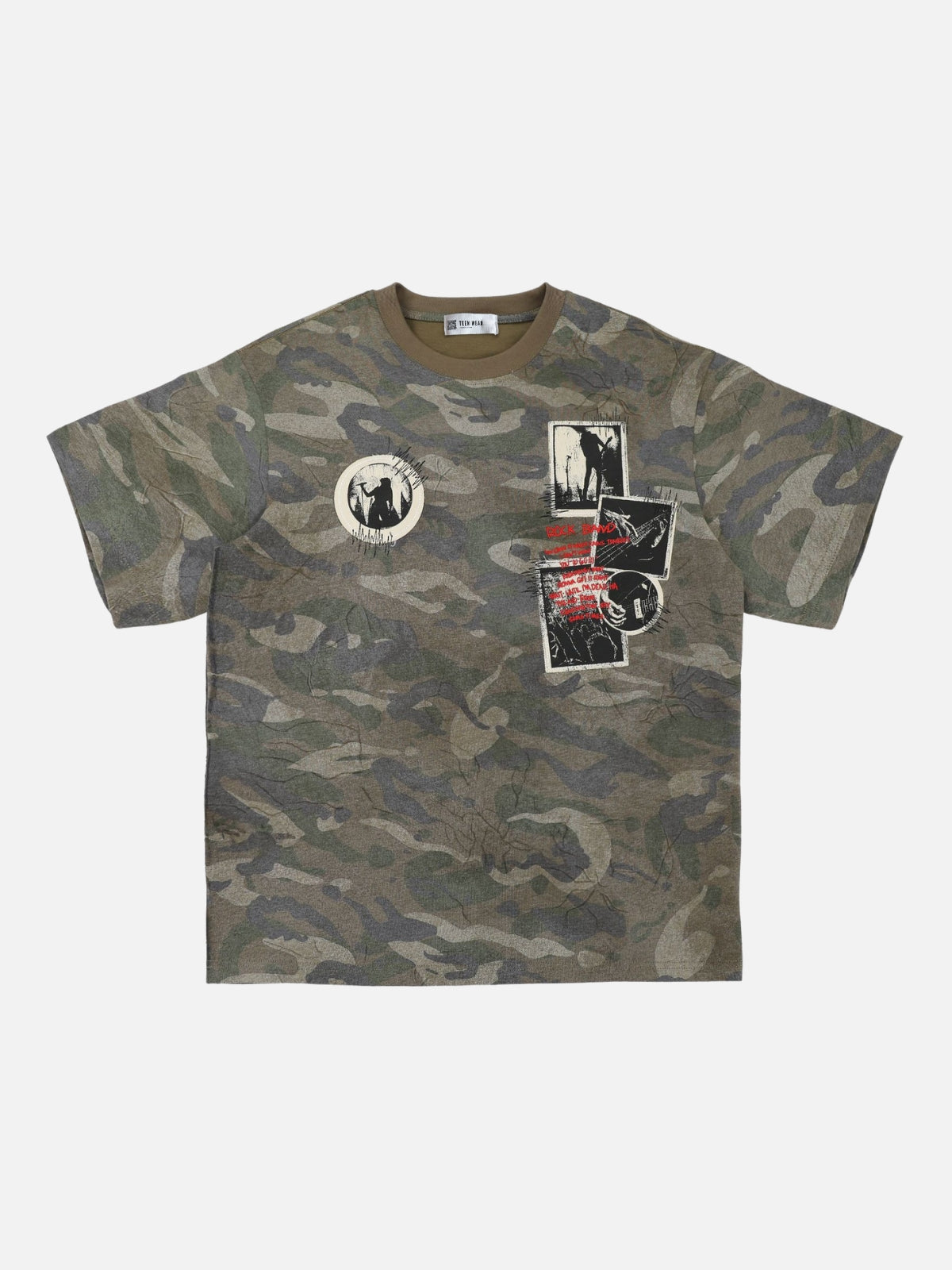 STICKERS - Oversized Graphic Camo T-Shirt Camo | Teenwear.eu