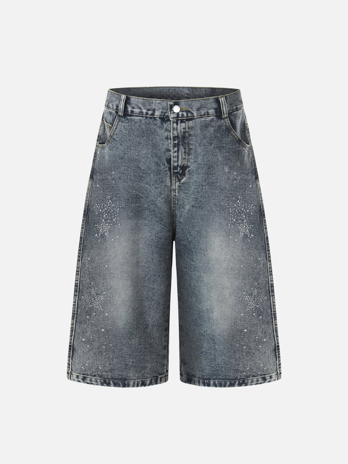 GALAXY - Baggy Denim Graphic Jorts Blue | Teenwear.eu