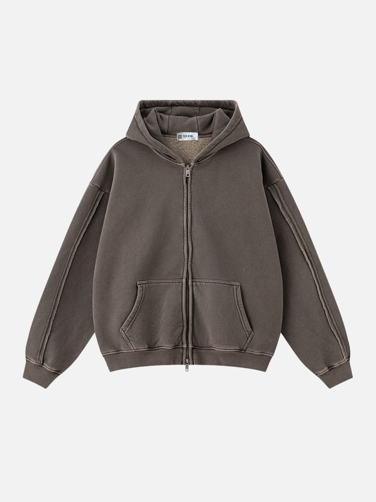 VICOS - Oversized Basic Premium Zip Up Hoodie Brown | Teenwear.eu
