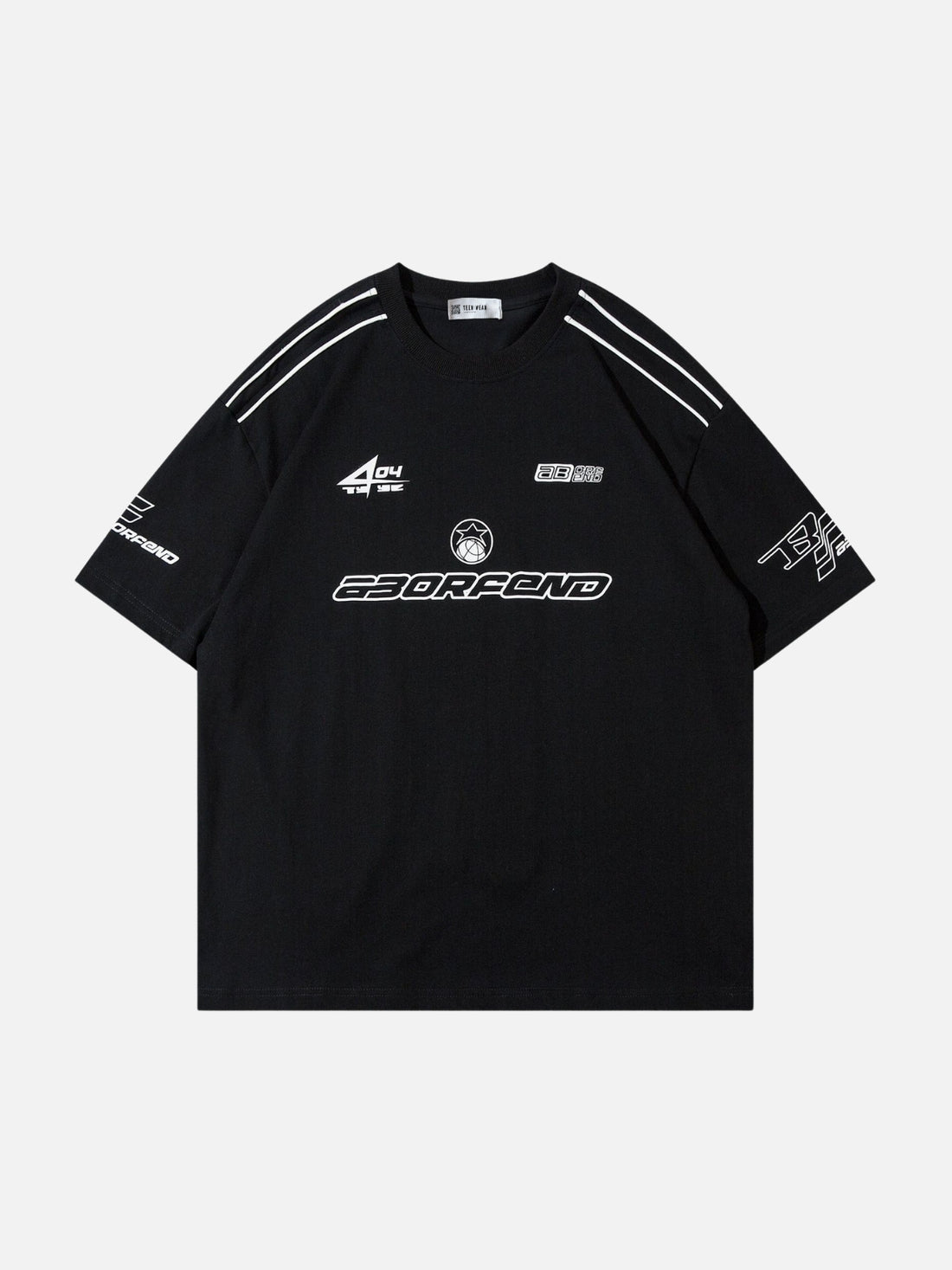 BORFEND - Oversized Print Racing T-Shirt Black | Teenwear.eu