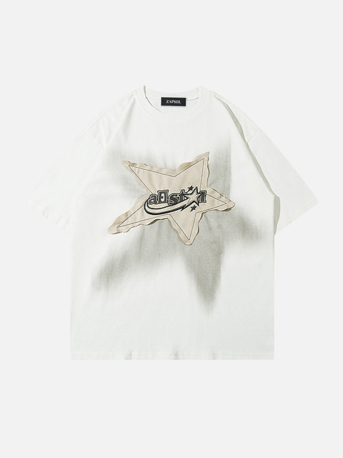 STAR PATCH - Oversized Embroidered T-shirt Black | Teenwear.eu