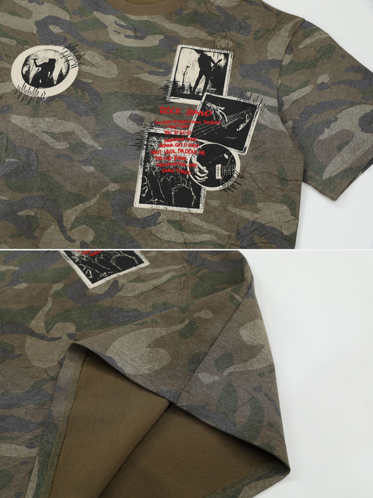 STICKERS - Oversized Graphic Camo T-Shirt