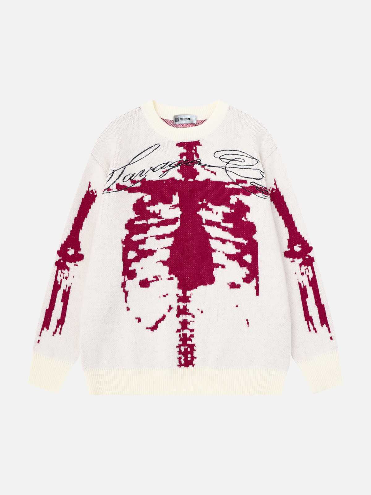 SKELITON - Oversized Graphic Sweater Beige | Teenwear.eu
