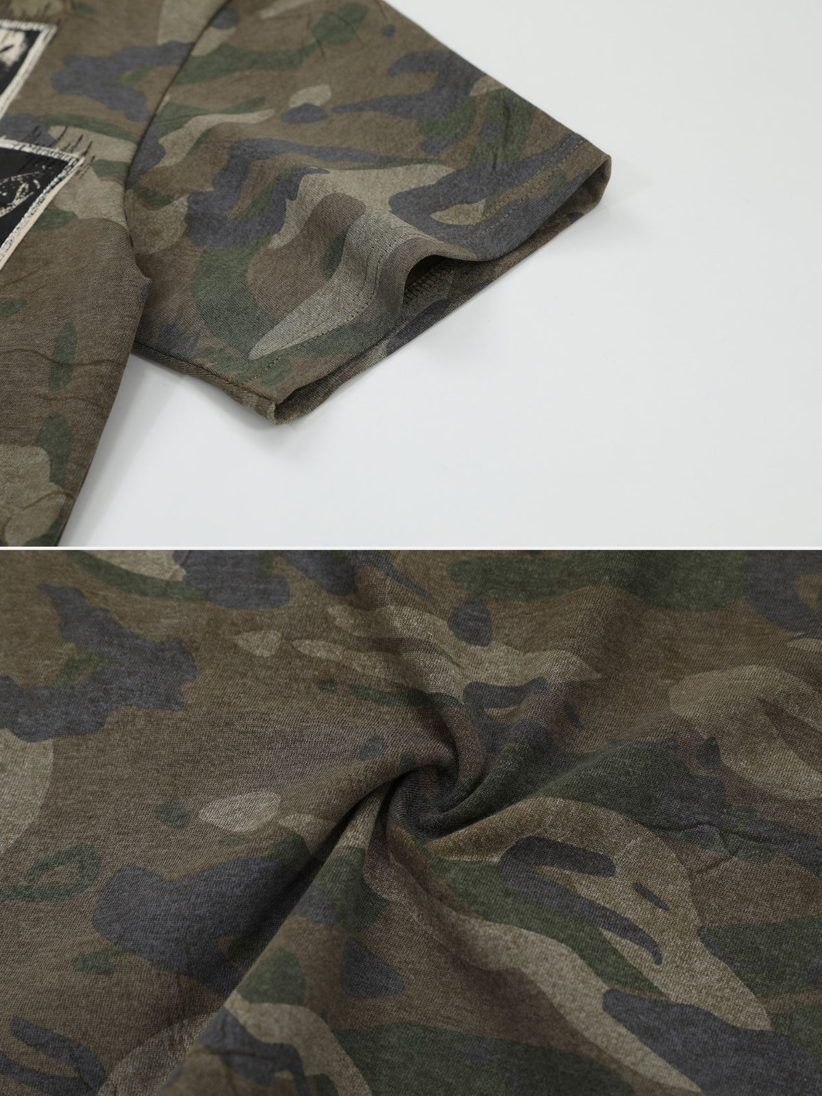 STICKERS - Oversized Graphic Camo T-Shirt