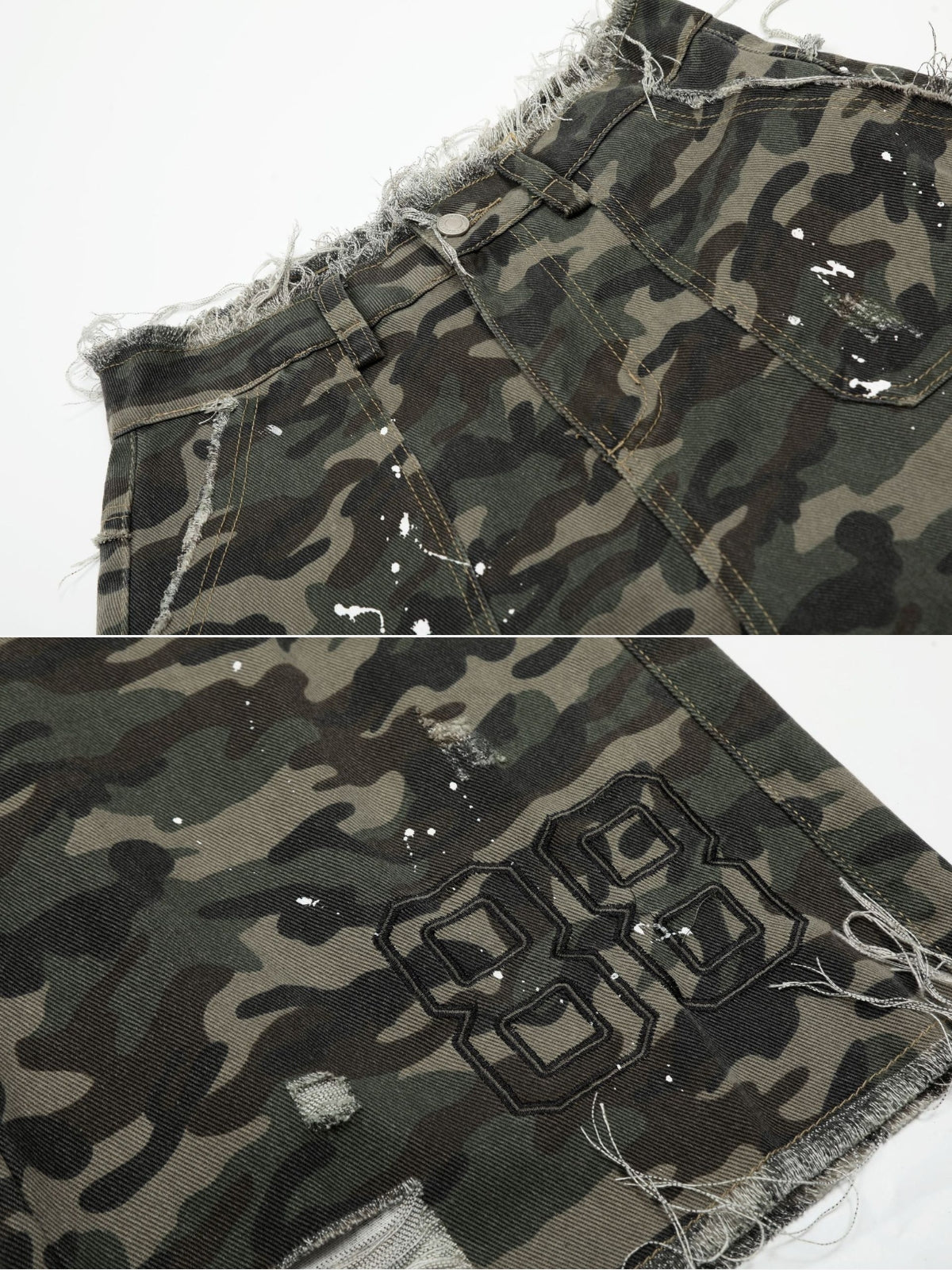 MASKHIES - Baggy Camo Embroidered Jorts | Teenwear.eu