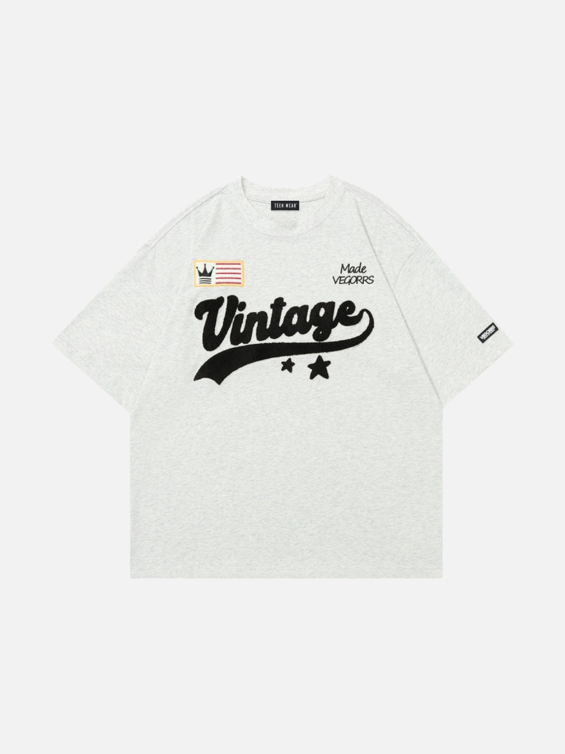 VINTAGE - Oversized Embroidered T-Shirt Black | Teenwear.eu