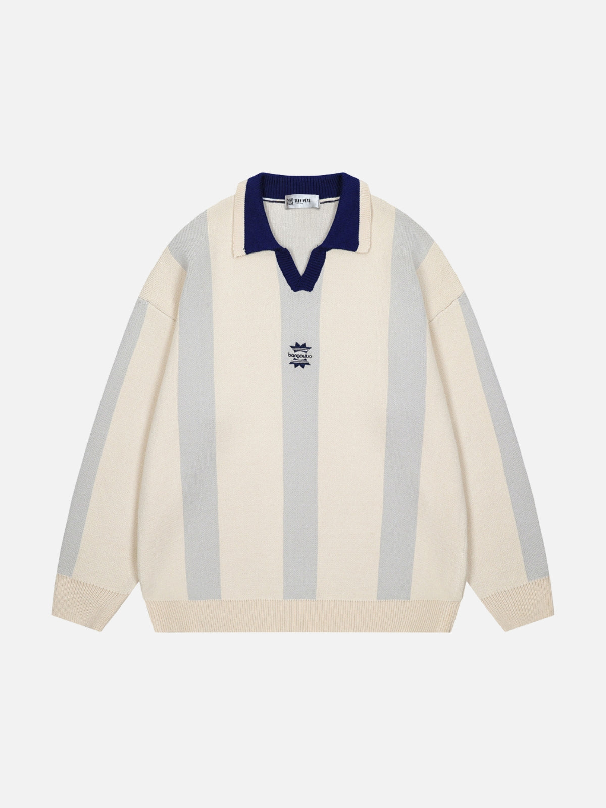BANGUOU - Oversized Graphic Sweater Beige | Teenwear.eu