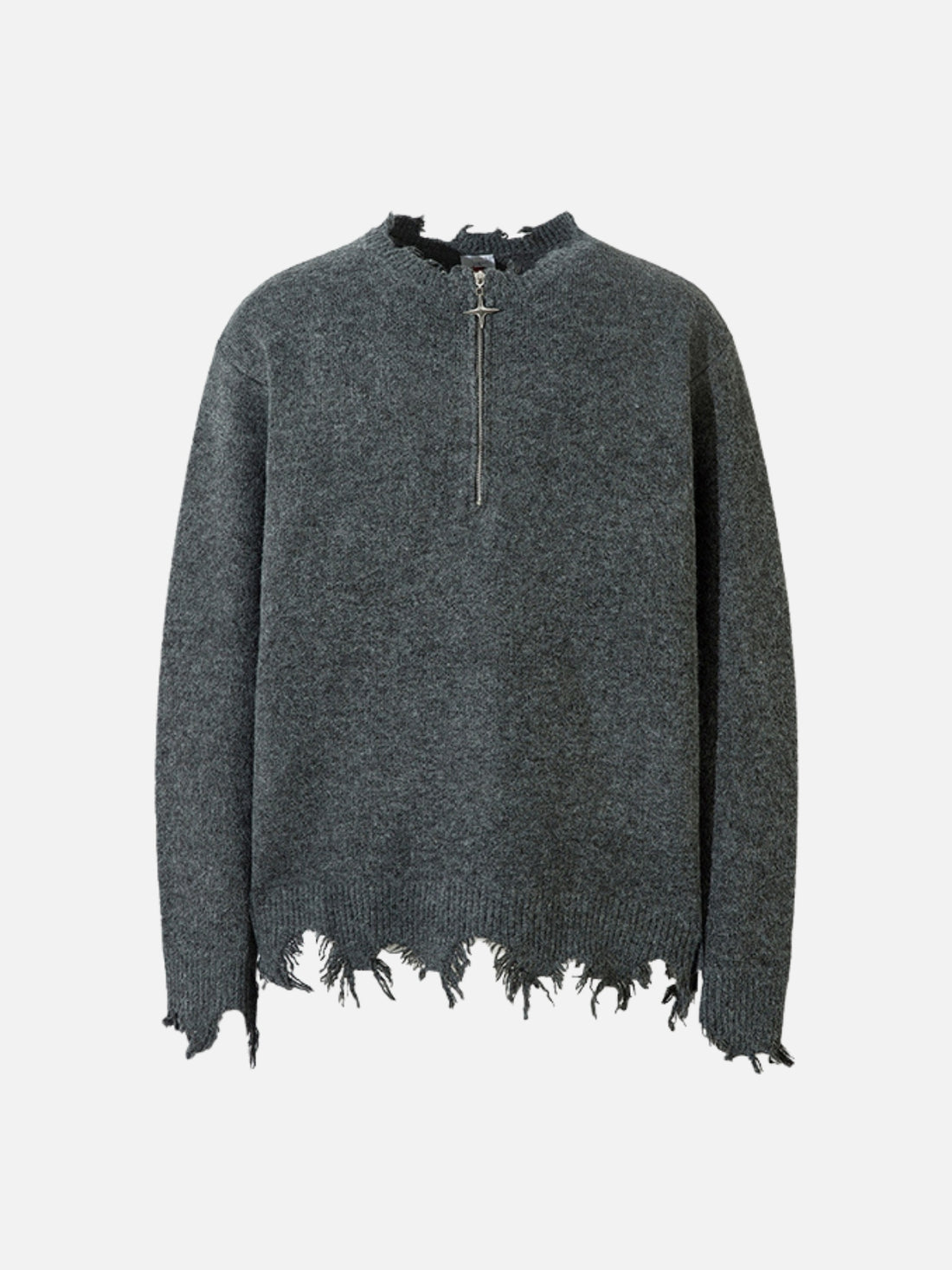 TOORNS - Oversized Basic Ripped Quarter Zip Sweater Black | Teenwear.eu