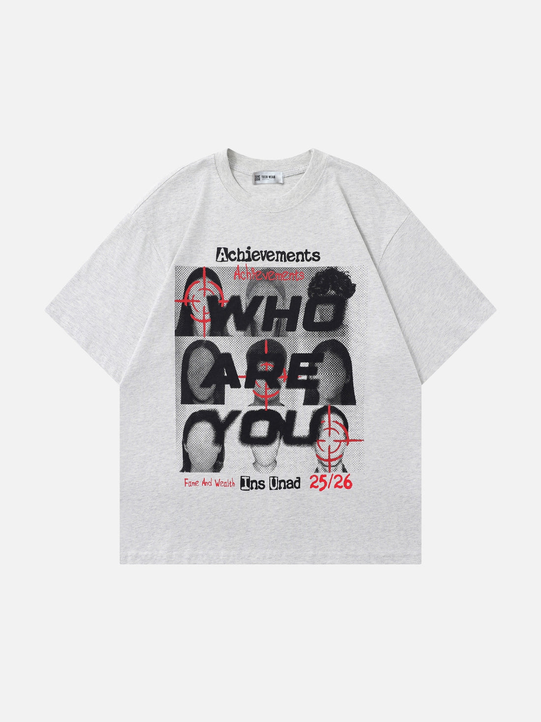 ACHIEVMENTS - Oversized Print T-Shirt Grey | Teenwear.eu