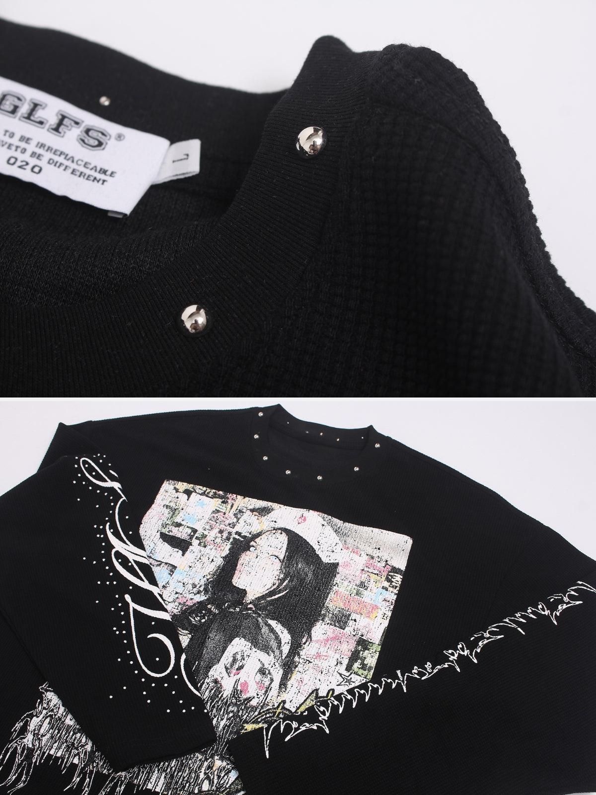 JESSIE - Printed Waffle Long Sleeve